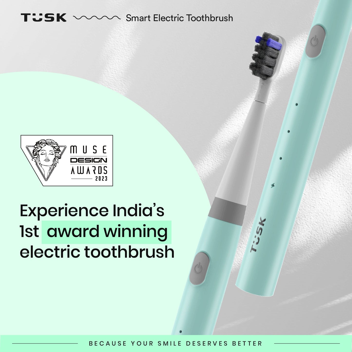 Smart Electric Toothbrush + 2 Brush Heads Combo